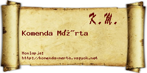 Komenda Márta névjegykártya