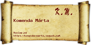Komenda Márta névjegykártya